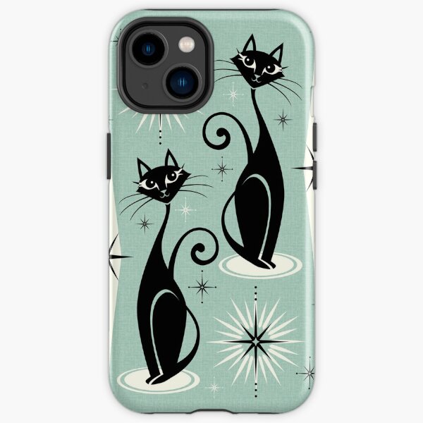 Mid Century Meow Retro Atomic Cats on Vintage Mint ©studioxtine iPhone Tough Case