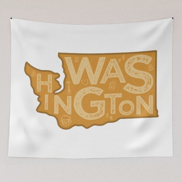 Item preview, Washington Map Typography Brown designed and sold by HelloGentry.