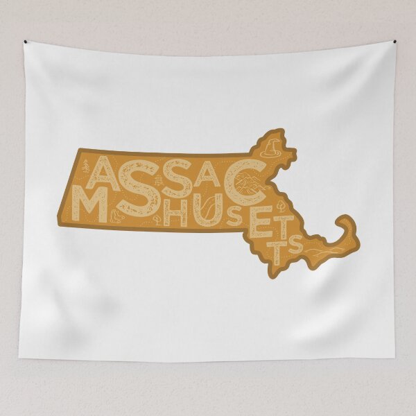 Item preview, Massachusetts Map Typography Brown designed and sold by HelloGentry.