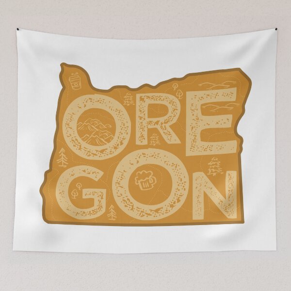 Item preview, Oregon Map Typography Brown designed and sold by HelloGentry.