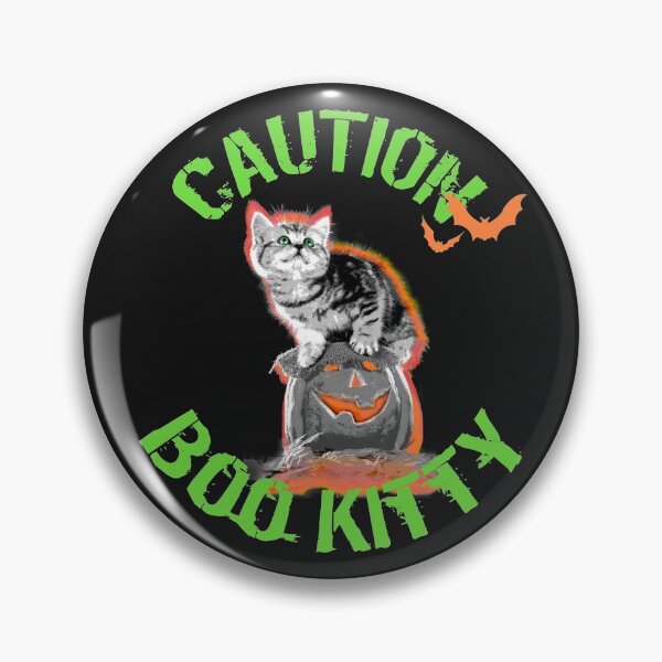 Item preview, Cute Halloween Cat Caution Boo Kitty Pumpkin Bats designed and sold by Toffy2222.