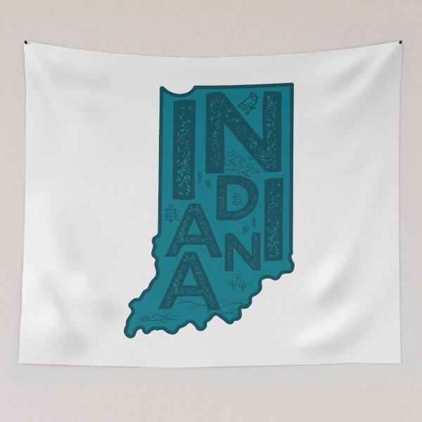 Item preview, Indiana Map Typography Navy designed and sold by HelloGentry.