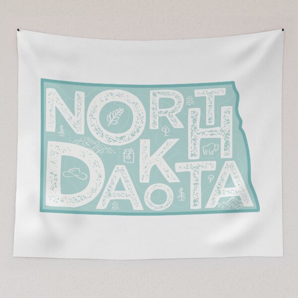 Item preview, North Dakota Map Typography Blue designed and sold by HelloGentry.