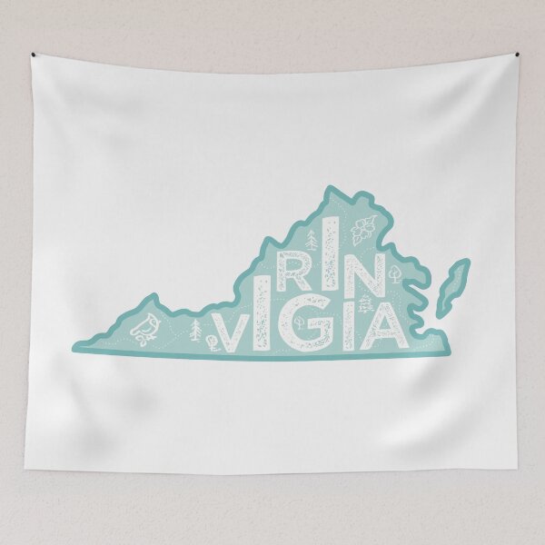 Item preview, Virginia Map Typography Blue designed and sold by HelloGentry.
