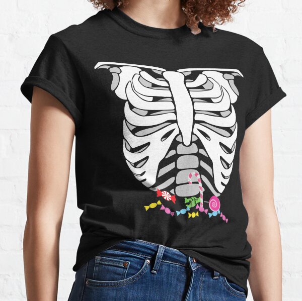 Candy Skeleton Rib-cage X-Ray Front and Back Halloween Toddler Kids T-Shirt