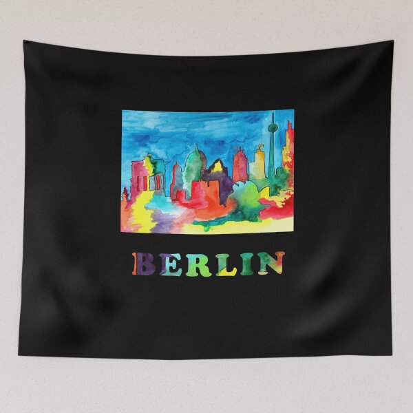 Item preview, Colorful watercolor sketch of Berlin landmarks designed and sold by ElenaEhrenberg.