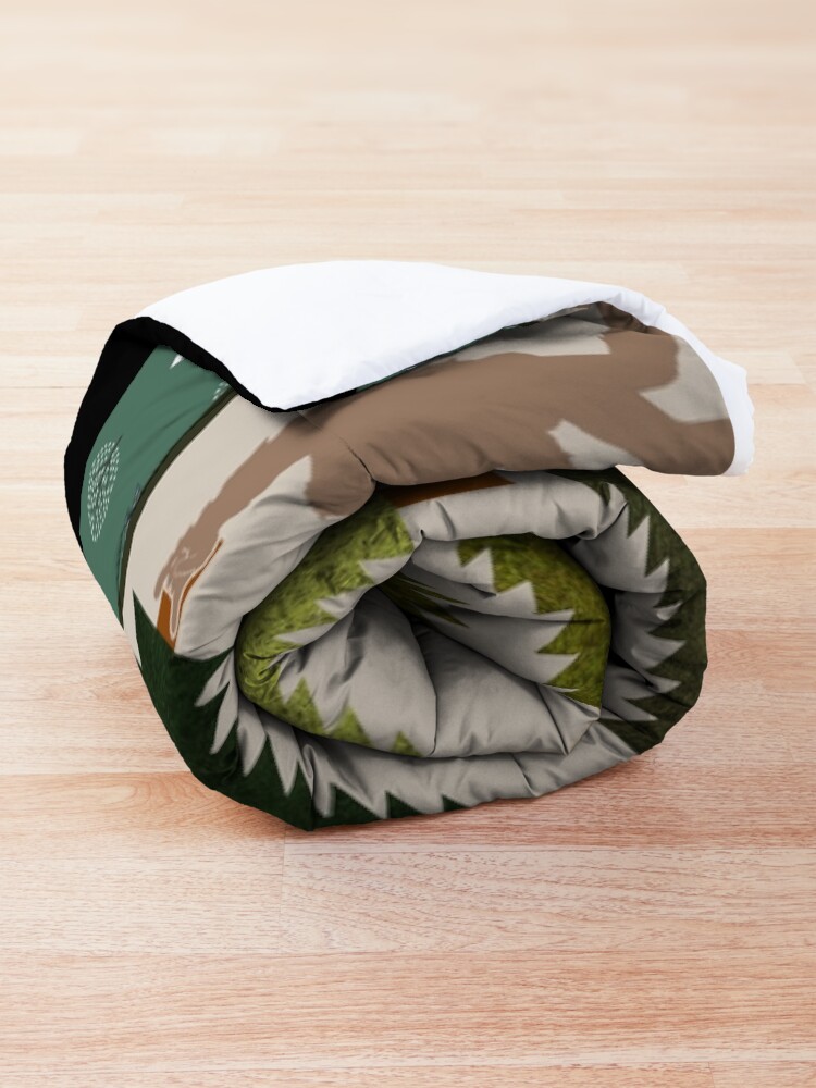Alternate view of Trendy Bigfoot Walking In The Forest Graphic Blanket Design Sasquatch Believers Comforter