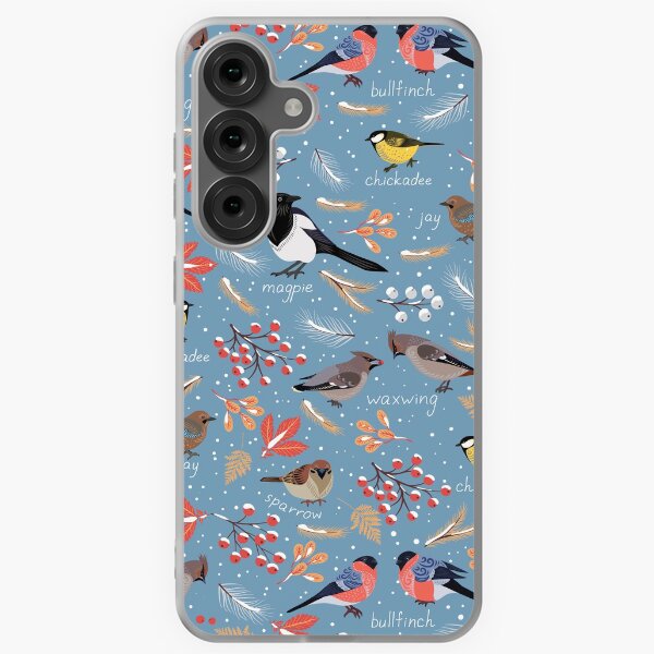 Item preview, Wintering birds on the background of leaves, berries, snow.  designed and sold by Skaska.