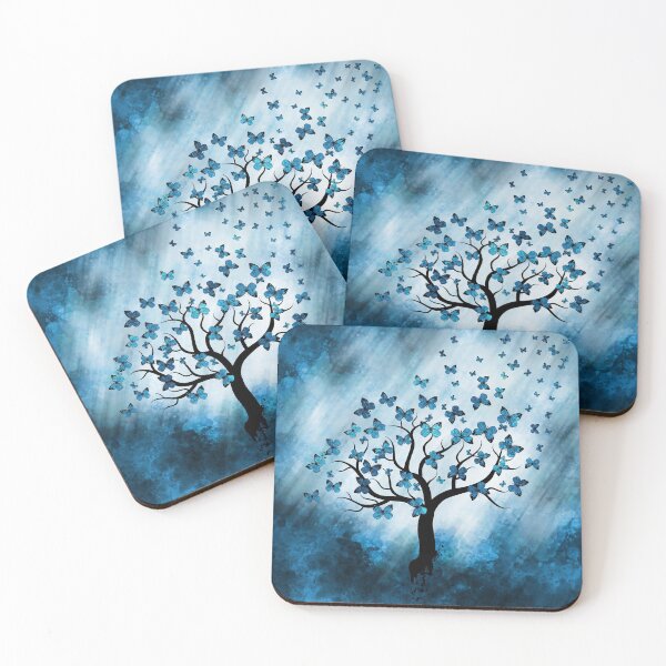 Item preview, Butterfly Tree - Blue Marble Mist designed and sold by k9printart.
