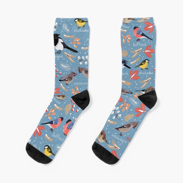Item preview, Wintering birds on the background of leaves, berries, snow.  designed and sold by Skaska.