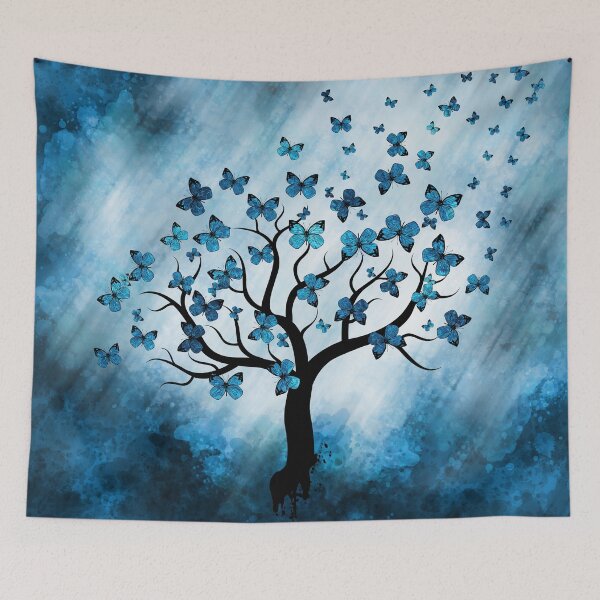 Item preview, Butterfly Tree - Blue Marble Mist designed and sold by k9printart.
