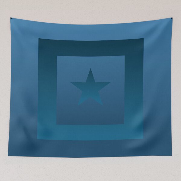 Item preview, Central star motif within a frame on a gradient deep turquoise background  designed and sold by PetaJaneHome.