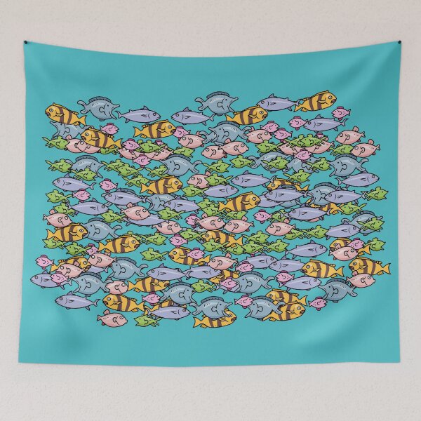 Item preview, Fish flock pattern underwater world designed and sold by Purple monkey.