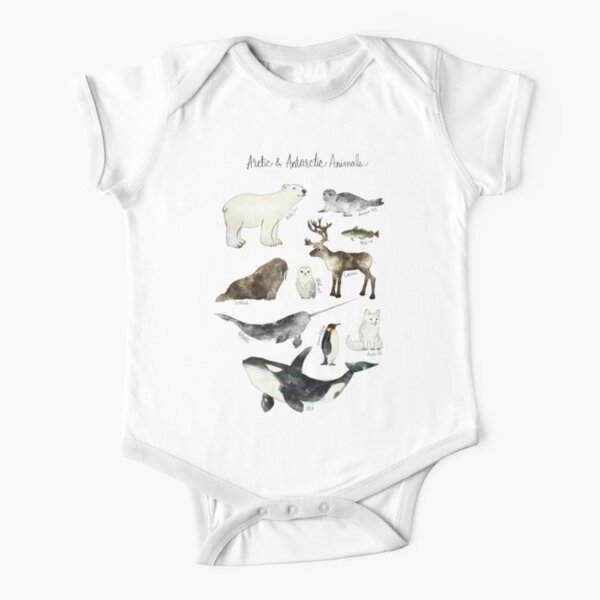 Arctic & Antarctic Animals Short Sleeve Baby One-Piece