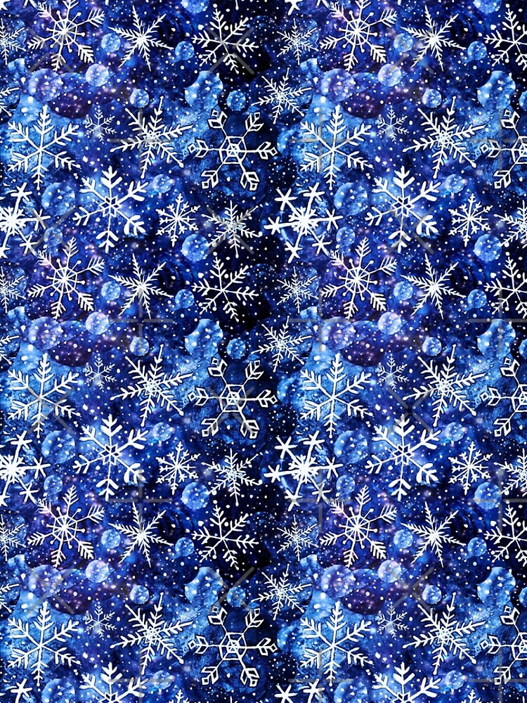 Blue snowflake galaxy, Celestial snowflakes and stars in blue watercolor  Leggings for Sale by MagentaRose