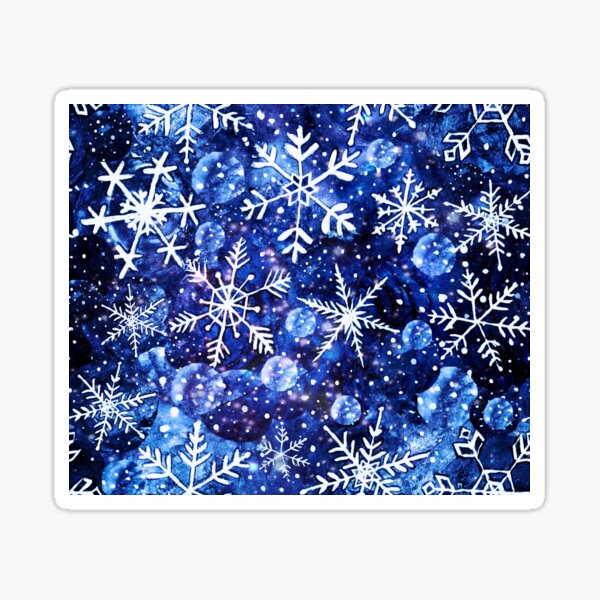 Blue snowflake galaxy, Celestial snowflakes and stars in blue watercolor Sticker