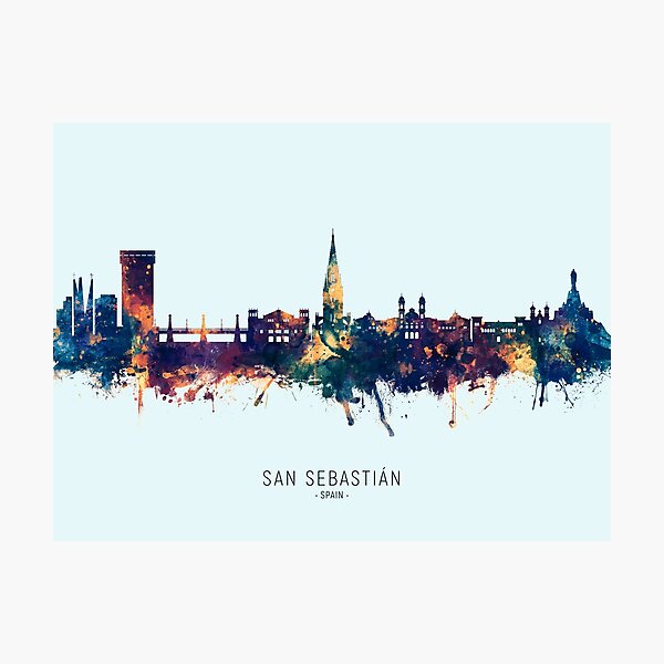 Vista previa del artículo con la obra «San Sebastian Spain Skyline», diseñado y vendido por ArtPrints.
