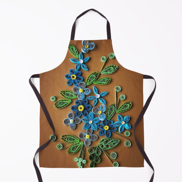Item preview, Vivid blue quilled flowers on gradient brown background (THIS IS A PRINT) designed and sold by folkyouall.