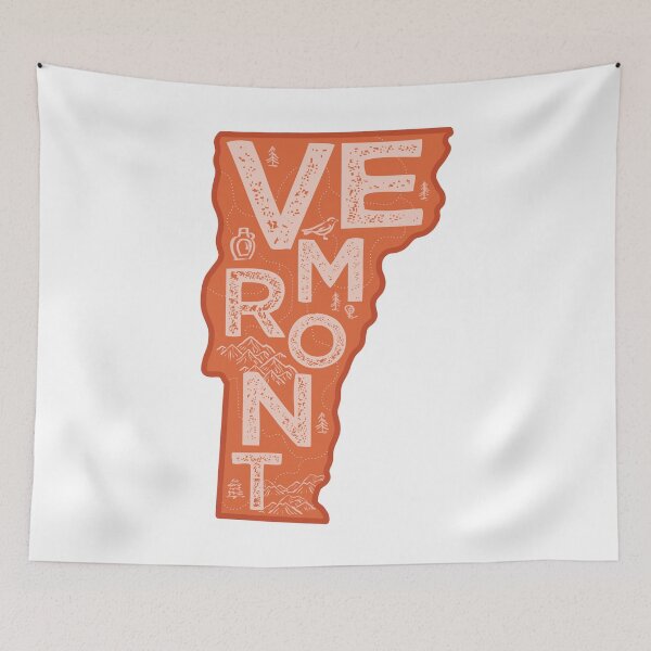 Item preview, Vermont Map Typography Red designed and sold by HelloGentry.