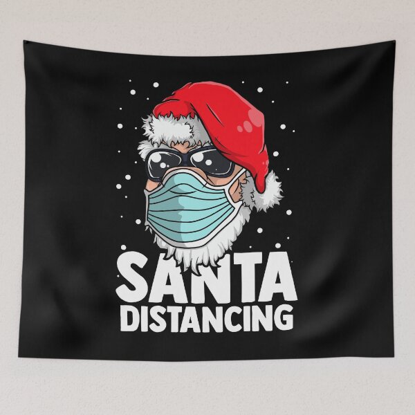 Item preview, Santa Distancing wearing mask  designed and sold by mermaidselina.