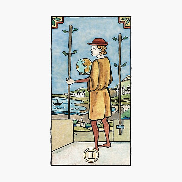 Tarot de Marseille-Waite 2 de Bâtons Impression photo
