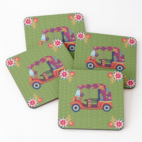 Item preview, Funky Colorful Rickshaw - Green background designed and sold by storeIndus.