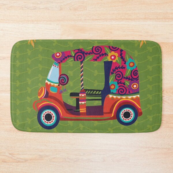 Item preview, Funky Colorful Rickshaw - Green background designed and sold by storeIndus.