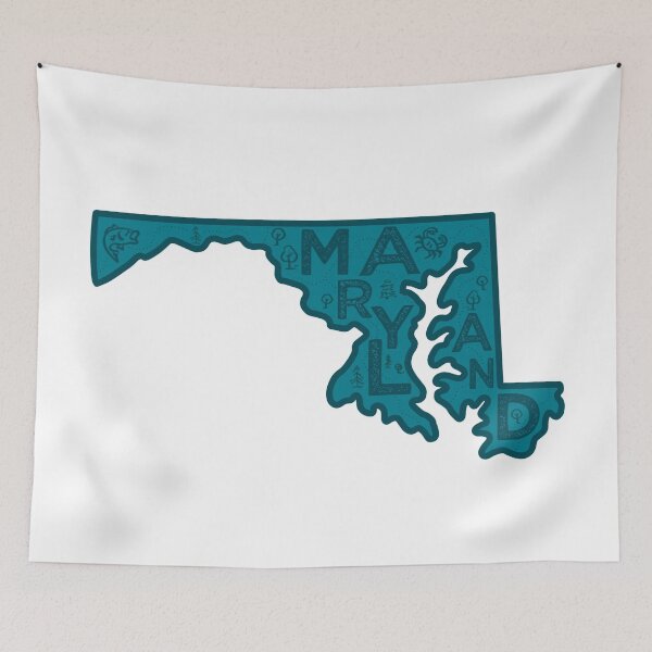 Item preview, Maryland Map Typography Navy designed and sold by HelloGentry.