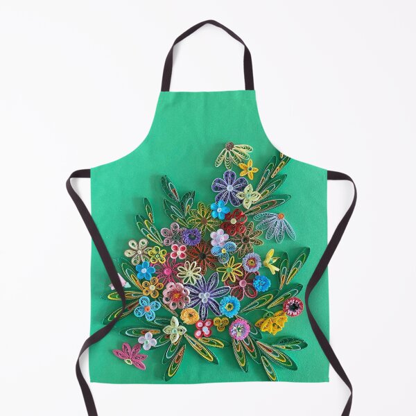 Item preview, Vivid multicolour quilled flowers on teal green background (THIS IS A PRINT) designed and sold by folkyouall.