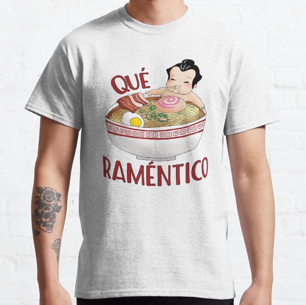 ¡Qué Raméntico! Luchador de sumo kawaii en un baño de ramen Camiseta clásica