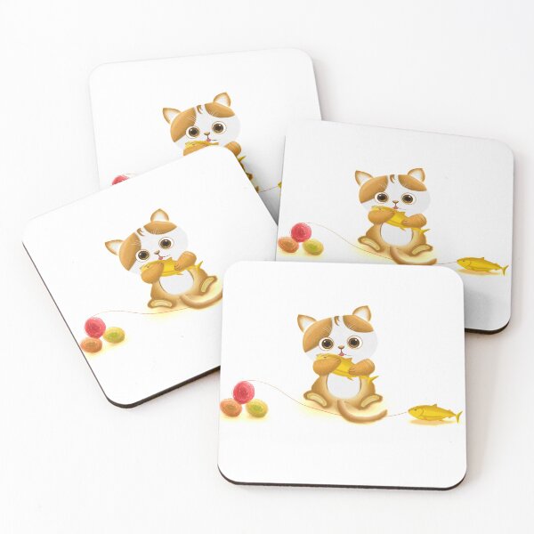 Item preview, Cute Cat with small Fish designed and sold by Cat2D.