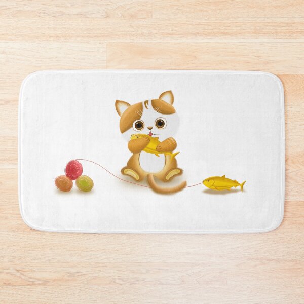 Item preview, Cute Cat with small Fish designed and sold by Cat2D.