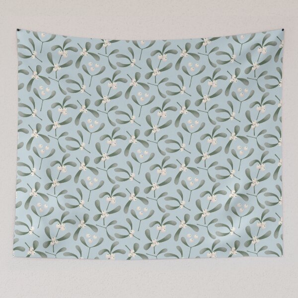 Item preview, Mistletoe pattern blue designed and sold by paperwillow.