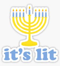 Menorah "its lit" Funny Jewish Hannukah Sticker Sticker