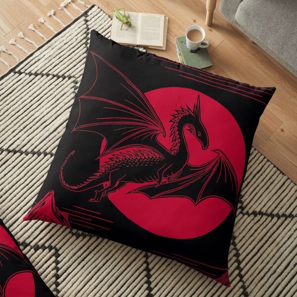 Dragon Linocut Floor Pillow