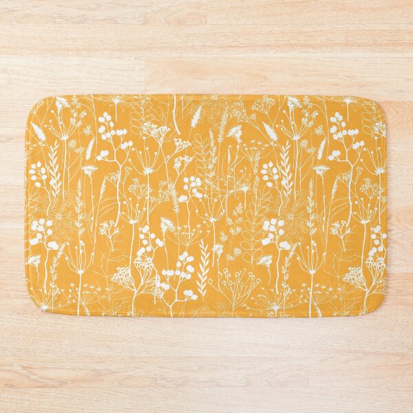 Item preview, White herbal silhouette seamless pattern on yellow. Wild herbs. Wild life designed and sold by Yulia Chepurova.