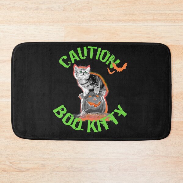 Item preview, Cute Halloween Cat Caution Boo Kitty Pumpkin Bats designed and sold by Toffy2222.
