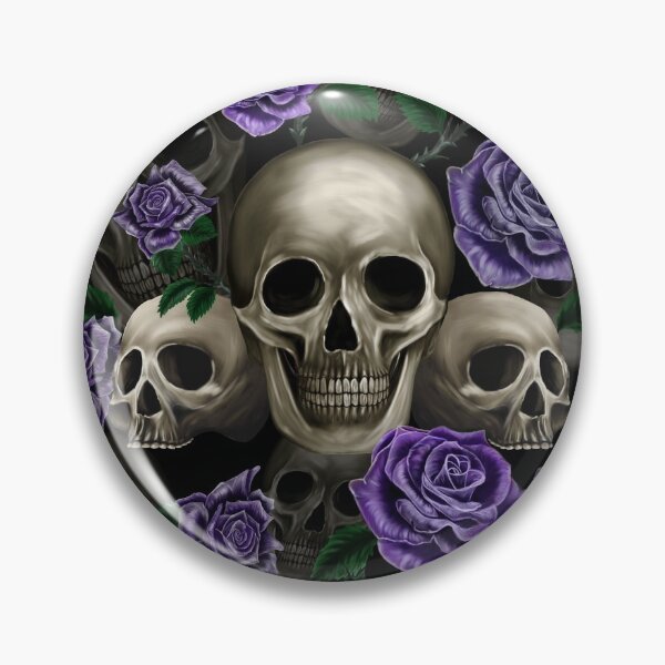 Item preview, Skulls and purple roses designed and sold by BlueMothShop.
