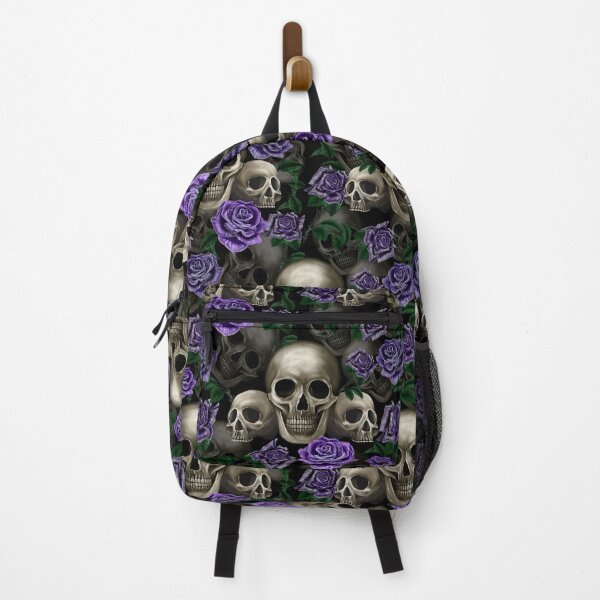 Item preview, Skulls and purple roses designed and sold by BlueMothShop.