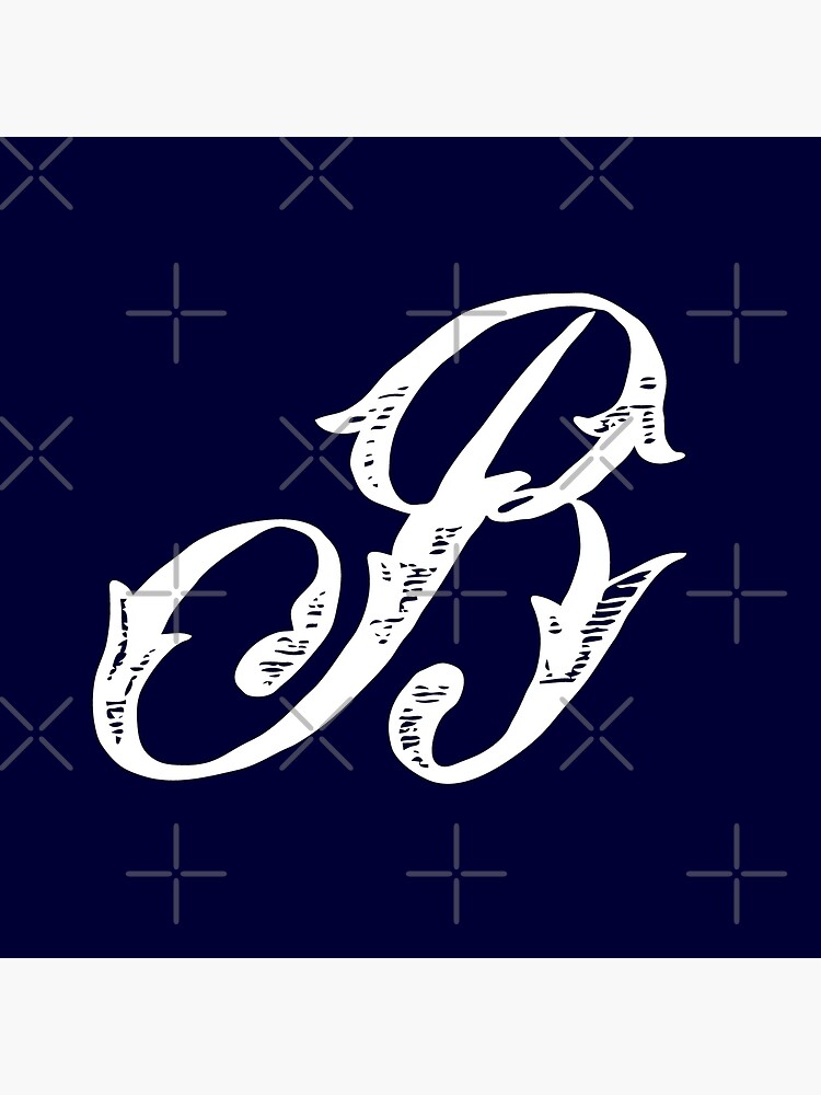 Vintage Stylish White Navy Blue Monogram Letter B | Art Board Print