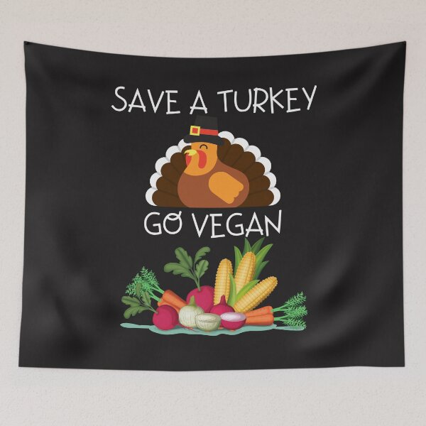 Item preview, Save a turkey Go Vegan Blk txt designed and sold by Mommaspouch.