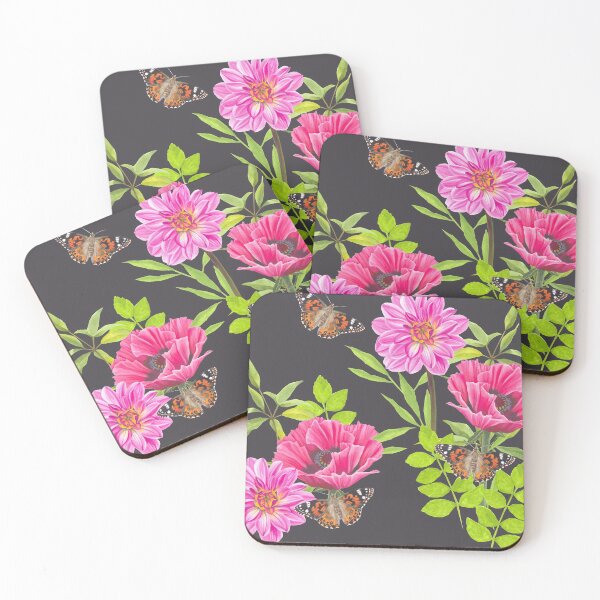 Item preview, Pink Poppies & Dahlias Botanical Spray designed and sold by Niques-Atelier.