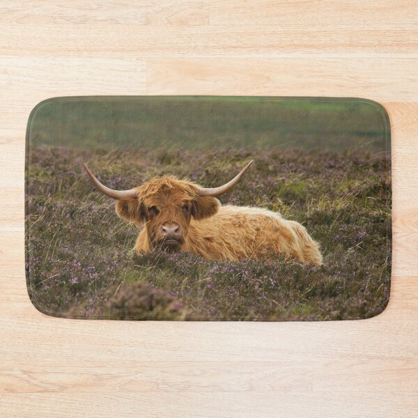 Item preview, Highland Cow Resting In The Heathers designed and sold by rawshutterbug.