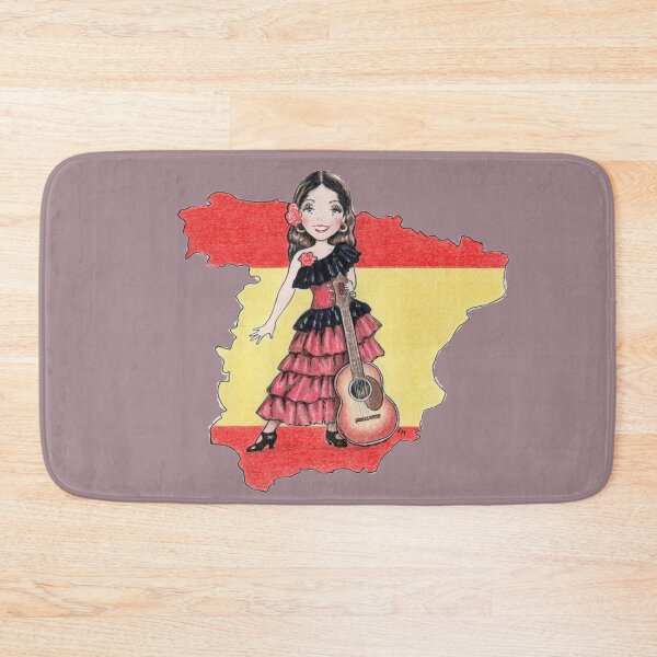 Item preview, Spanish flag dress cute girl with guitar designed and sold by Katerina Makarova.