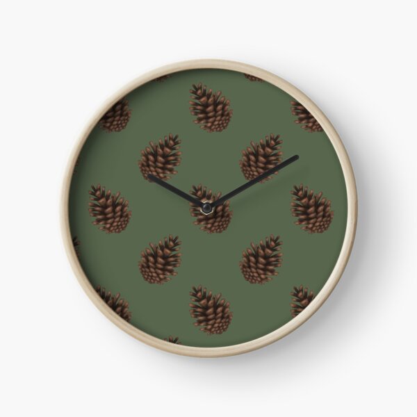 Pinecones Green Clock