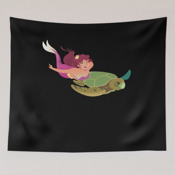 Item preview, Mermaid and turtle under water sea designed and sold by honksunited.