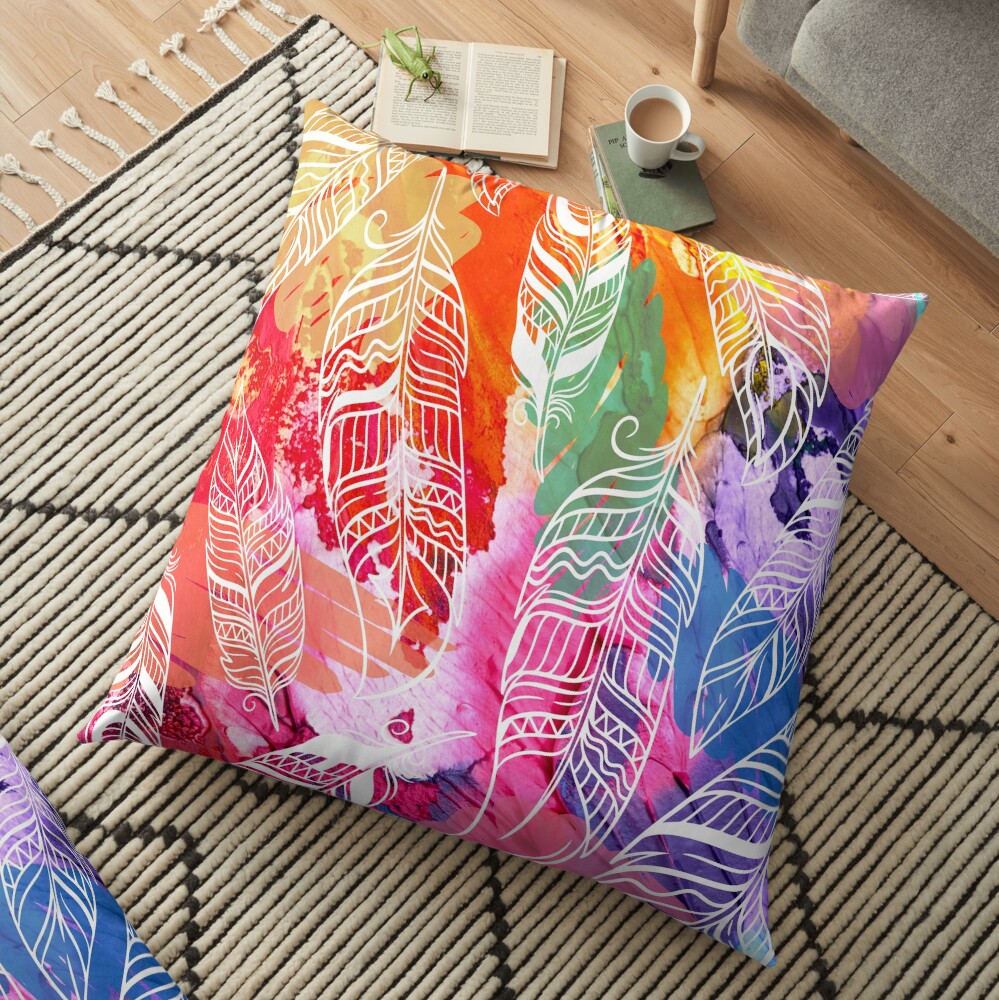Fashioned in Feathers Floor Pillow