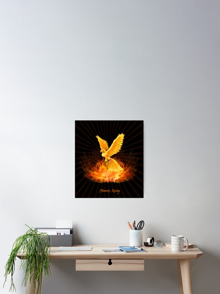 Aperçu 1 sur 3. Poster avec l'œuvre Phénix s'élevant créée et vendue par VisionQuestArts.