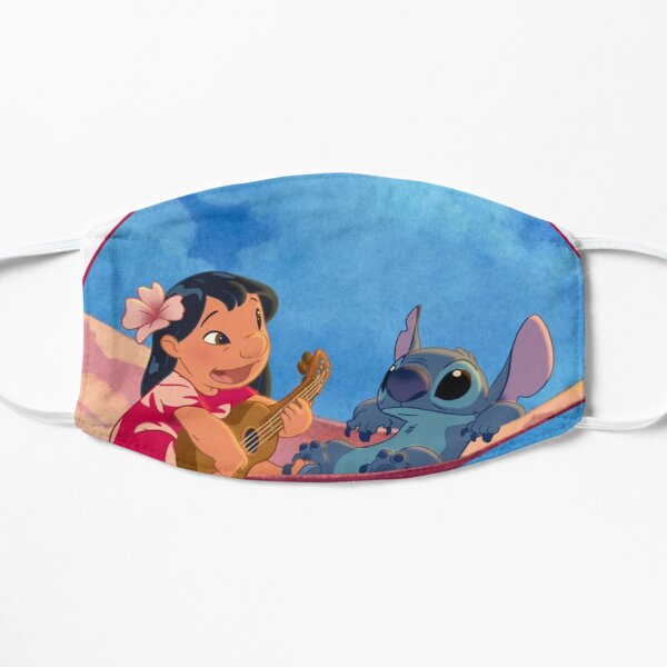 round lilo and stitch CUTE FACE STAR Flat Mask