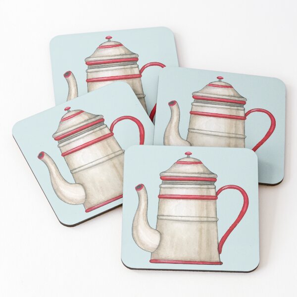 Item preview, Retro Red and White Metal Kettle designed and sold by Alicia Chee.
